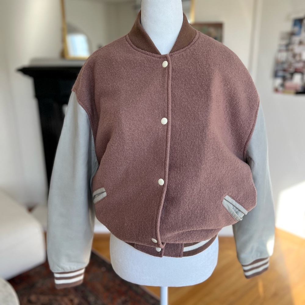 All Saints Wool and Leather Varsity Jacket